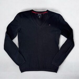 Tommy Hilfiger Pima Cotton Blend V-Neck Sweater – Black, Size Small